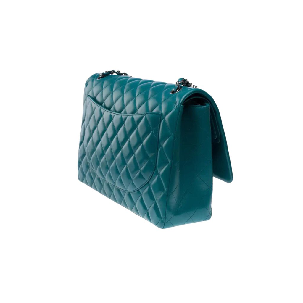 CHANEL TEAL MAXI JUMBO DOUBLE FLAP BAG