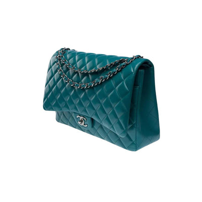 CHANEL TEAL MAXI JUMBO DOUBLE FLAP BAG