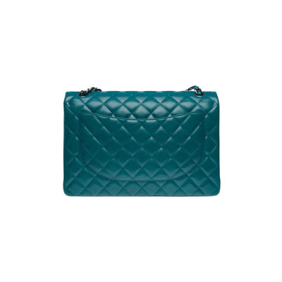 CHANEL TEAL MAXI JUMBO DOUBLE FLAP BAG