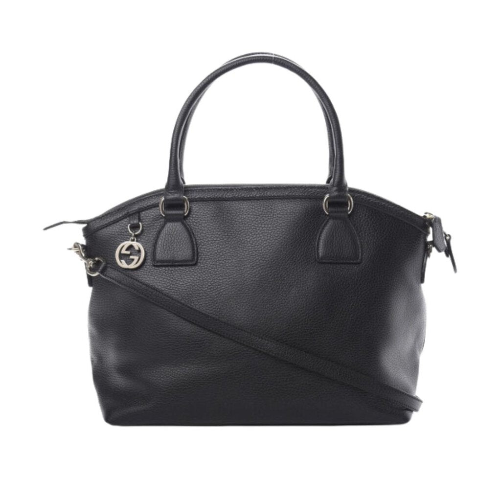 GUCCI BLACK CALFSKIN DOME SATCHEL