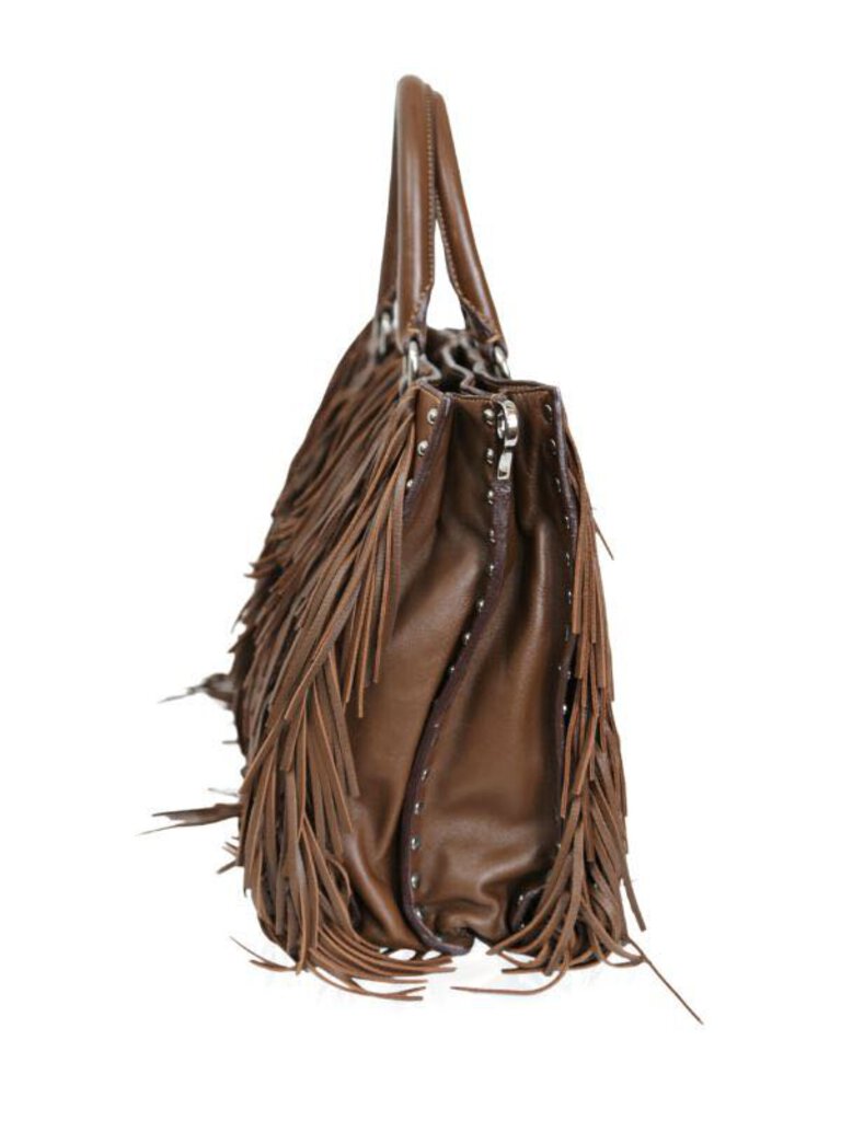 PRADA NOCE FRINGED SHOULDER BAG